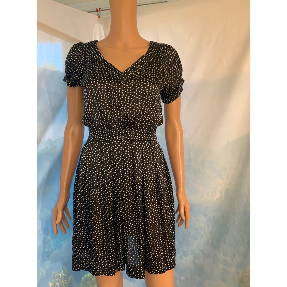 Bar 3 Mini black and white polka dot Dress boho business casual size XS